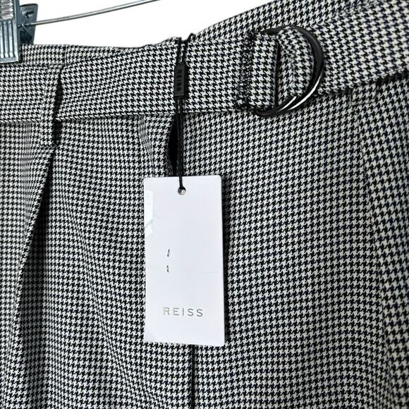 Reiss Mollie Belted Culotte Pants Monochrome Houndstooth Women's Size 10 NEW - Picture 5 of 9